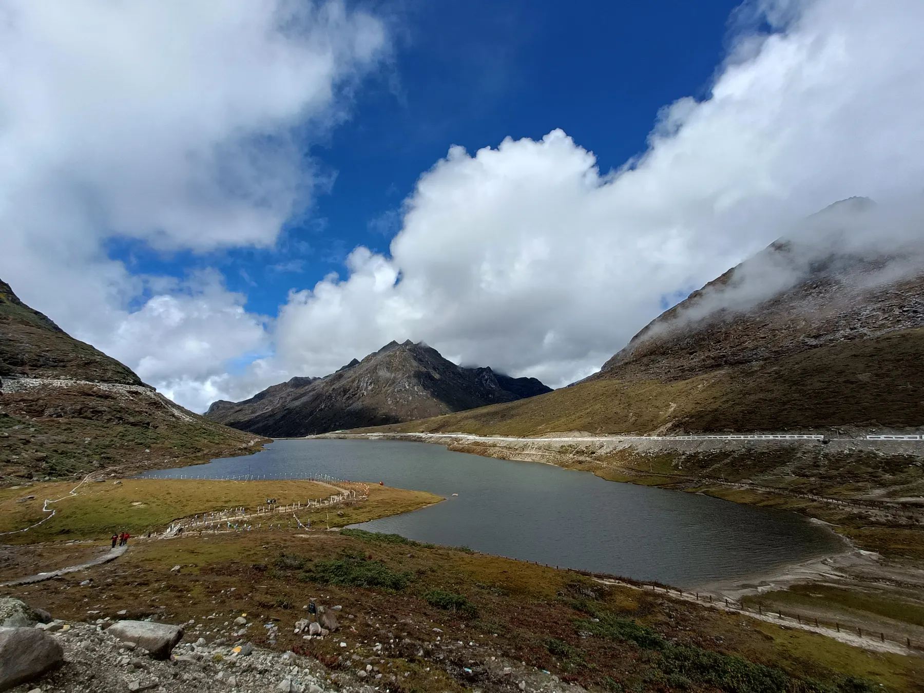 Sela Lake among bare Himalayan slopes