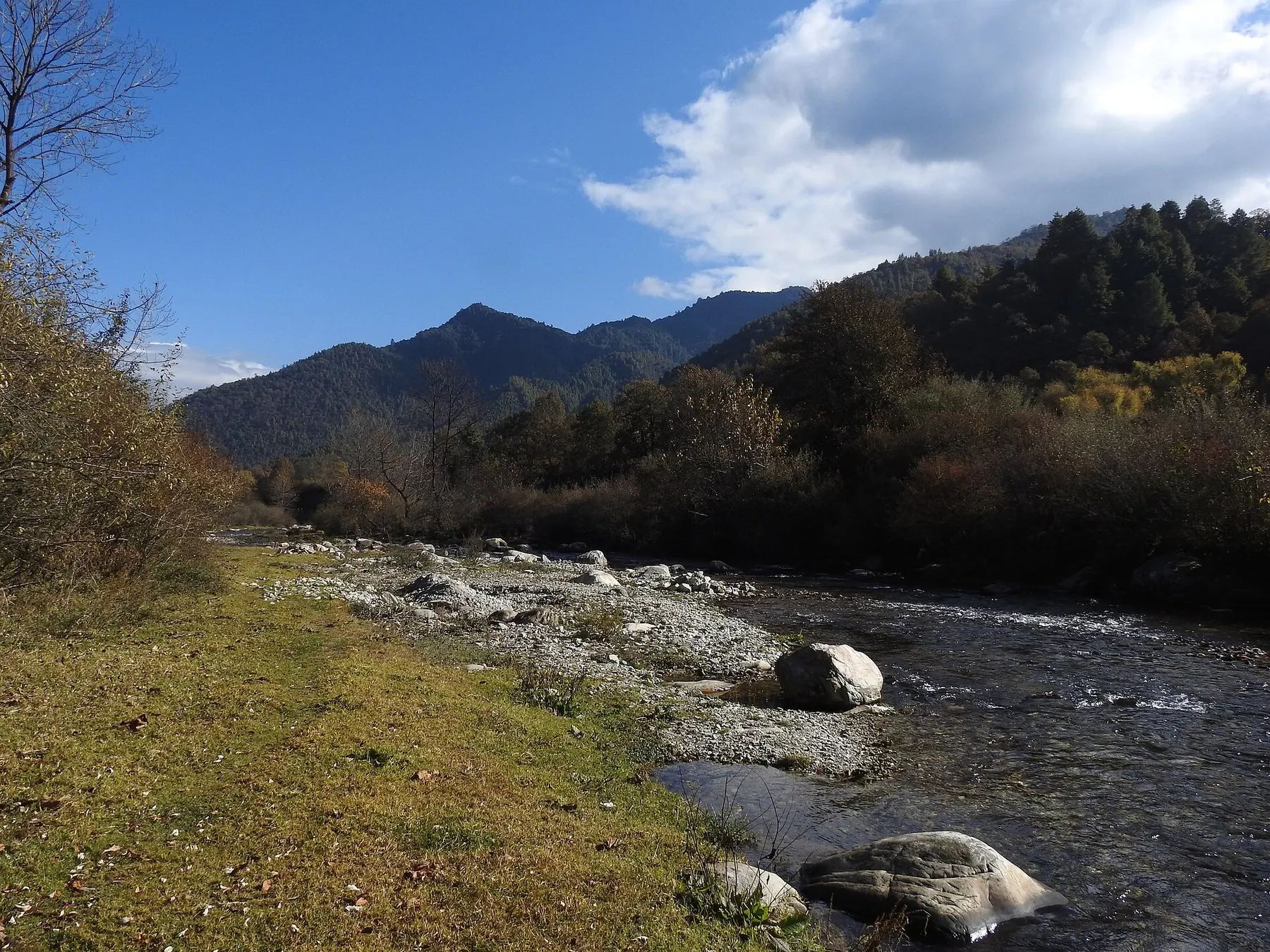 Clear mountain stream running through Shergaon